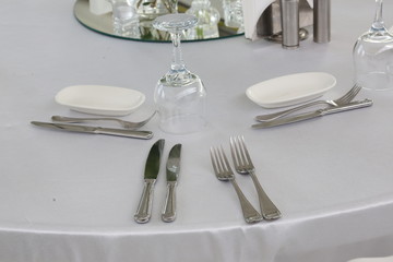 knife and fork on table
