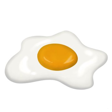 Fried Egg Isolated On White Background