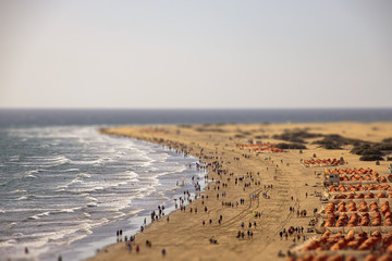 sunny landscape with the beach del Ingles on the Spanish Canary Island Gran Canaria
