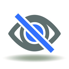 No eye icon vector. Dont looking logo. Eyesight prohibition sign. Vision problem illustration.