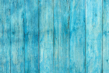 Fototapeta na wymiar Blue wood background, old wooden wall, painted texture.