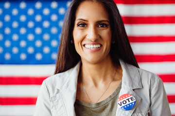 Portrait of Patriotic American Woman