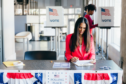 Volunteer Working at Polling Place