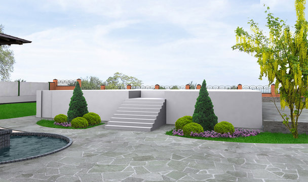Estate maintenance design accents, 3d illustration