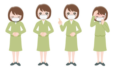 マスクをしたスーツの女性