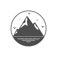 Mountain flat logo illustration, Vector advantage symbol isolated on white