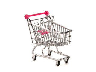 Empty shopping cart isolated on white background with clipping path.