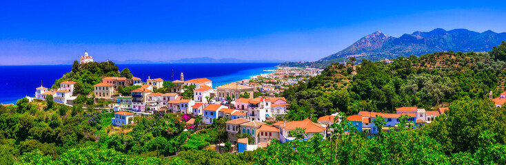 Fototapeta na wymiar Wonderful scenery of Greece - beautiful island Samos. View of Karlovasi old village