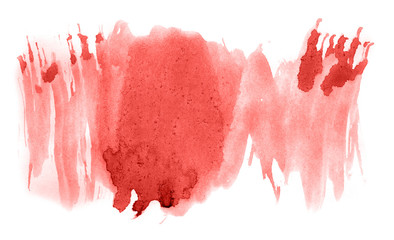 Abstract watercolor background hand-drawn on paper. Volumetric smoke elements. Red color. For design, web, card, text, decoration, surfaces.	