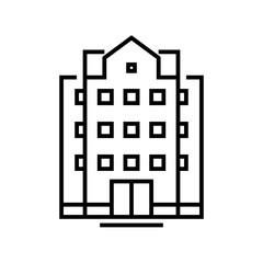 High building line icon, concept sign, outline vector illustration, linear symbol.