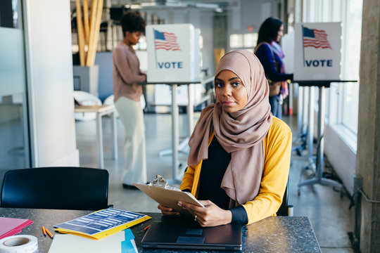 Volunteer Working at Polling Place