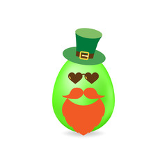 Easter egg with elements for St. Patrick's Day. Vector illustration of colored egg with isolated on white background. Ideal for holiday designs, greetings cards, printed, designer packaging, etc.