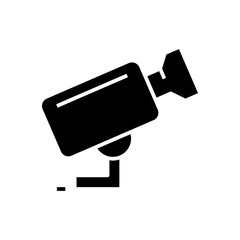 Cctv camera black icon, concept illustration, vector flat symbol, glyph sign.