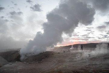 Tourist on a geyser.