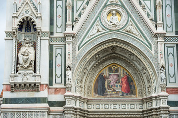 Florence, Italy.10.18.2015. Details of the facade, Cathedral of Santa María del Fiore, Florence