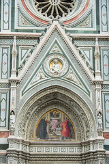 Florence, Italy.10.18.2015. Details of the facade, Cathedral of Santa María del Fiore, Florence
