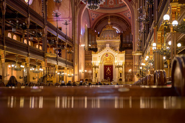 splendid interior of jewish Dohány Street Synagogue in Budapest