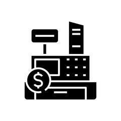 Cashbox black icon, concept illustration, vector flat symbol, glyph sign.