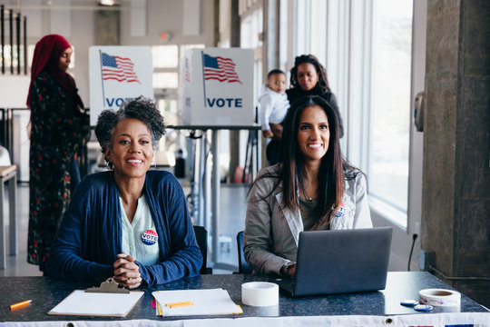 Volunteers Working at Polling Place