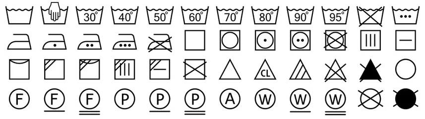 Fotobehang Washing symbols set. Laundry icons. Vector illustration © warmworld
