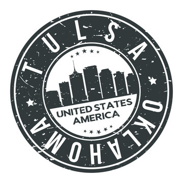 Tulsa Oklahoma USA Stamp. Logo Icon Symbol Design Skyline City Vector.