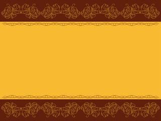 Horizontal postcard with floral elements and wavy lines