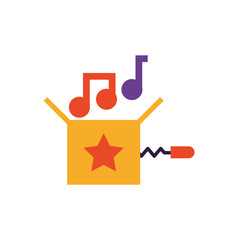 jokebox with musical notes, flat style icon