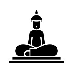 Budda statue black icon, concept illustration, vector flat symbol, glyph sign.