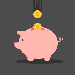 Piggy bank icon. Flat design vector illustration.	