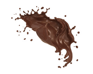 Chocolate Milk splash in shape of spiral and twist, 3d illustration.