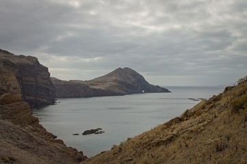 Fototapeta na wymiar A cliff of a volcanic island in the Atlantic Ocean (Madeira, Portugal, Europe)