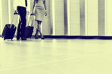 Fototapeta premium Businessman and businesswoman attending business conference in a hotel