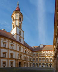 Obraz premium Graz, Austria - October 14, 2019: Interior courtyard of Eggenberg Palace, the most significant Baroque palace complex in the Austrian province of Styria