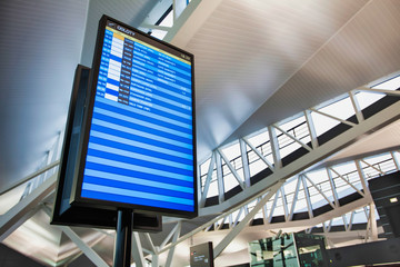 Flight display monitor in airport