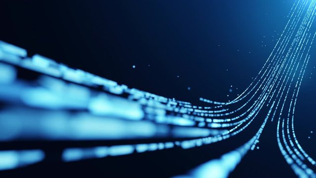 Footage of virtual data transfer in network and internet