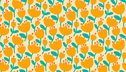 simple flowers. vector seamless pattern. doodle background