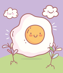 fried egg character menu restaurant cartoon food cute