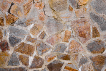 Texture of the wall made of granite stones. Construction .