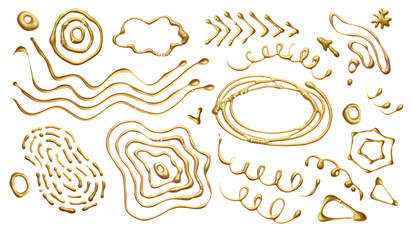 Abstract Gold (bronze) doodle element. Isolated on white background.