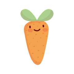 carrot vegetable fresh cartoon food cute line and fill style