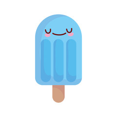 blue ice cream in stick cartoon food cute line and fill style