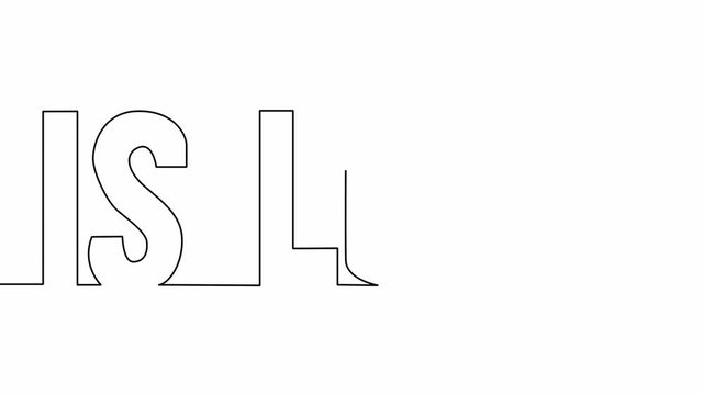 Self drawing animation of continuous one line drawing of isolated object - word text love cursive. Word and heart