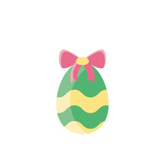 easter egg with decorative pink bow, flat style icon