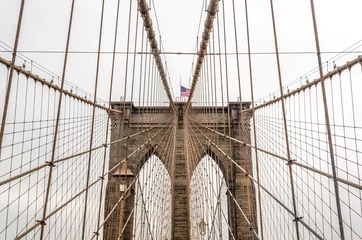 Selbstklebende Fototapeten Brooklyn Bridge Low Angle © Nikolaos