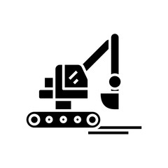 Obraz premium Building technic black icon, concept illustration, vector flat symbol, glyph sign.