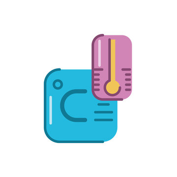 Thermostat temperature control with thermemoter icon,flat style icon