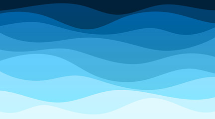 Vector abstract deep blue ocean wave banner background illustration - obrazy, fototapety, plakaty