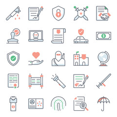  Law Security Flat Icons Pack 