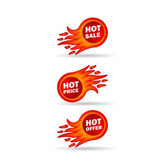 Hot Sale Hot Price Hot Offer Text Label Tag Vector Template Design Illustration
