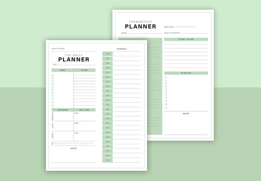 Green Planner Layout Set